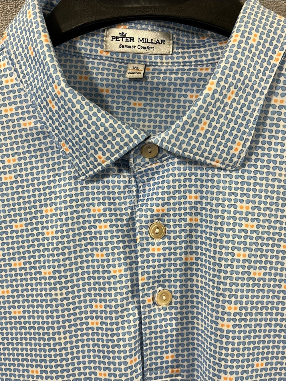 Peter Millar Summer Comfort Golf Polo Mens XL AOP Performance Stretch Preppy
